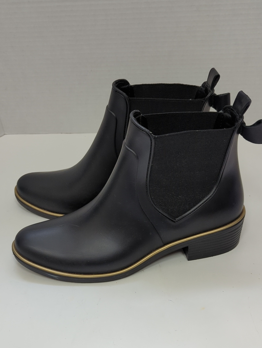 Kate Spade Sz 7 New York Sedgewick Chelsea Rain Boots Black Bows